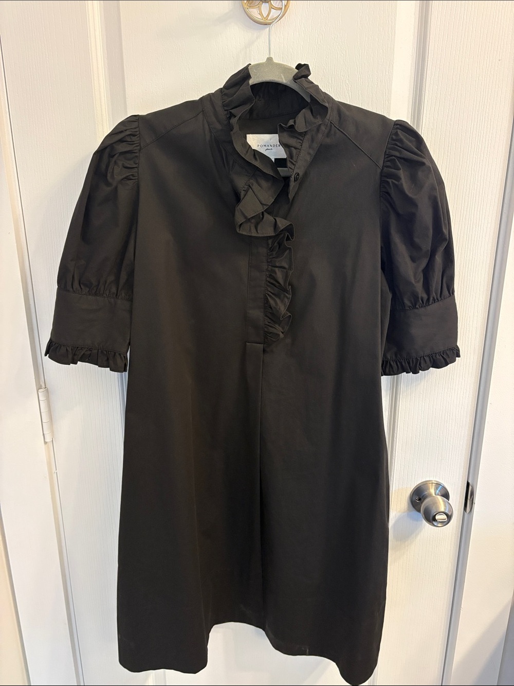 Tuckernuck Black Ruffle-Trim Short-Sleeve Mini Dress